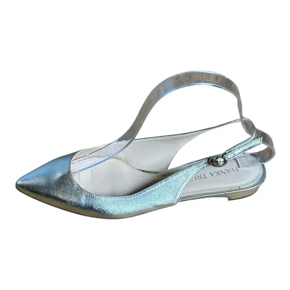 Ivanka Trump Gold Sling Back Size 6 Pointed Toe Flats Buckle Sandals Women’s